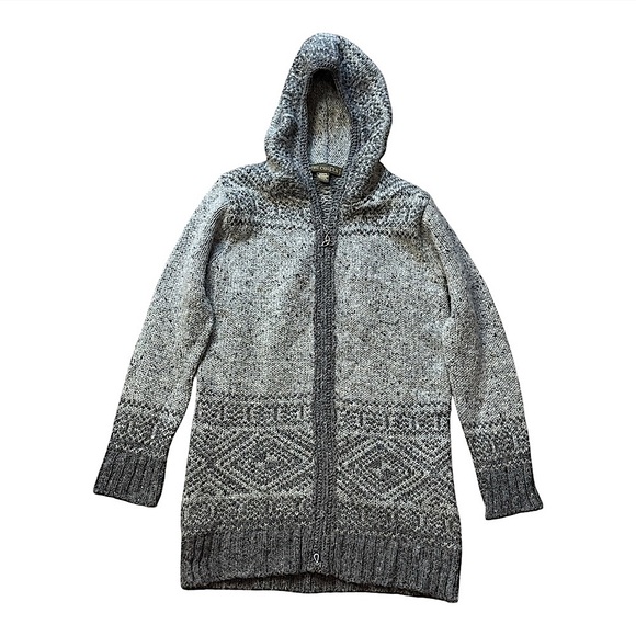 Inis Crafts Wool Fair Isle Hooded Coatigan size M - Picture 1 of 12